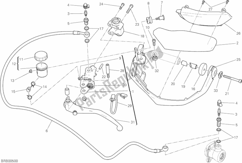 All parts for the Clutch Master Cylinder of the Ducati Multistrada 1200 Touring 2017